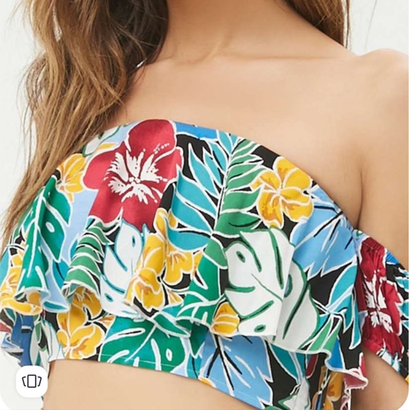 NWT Forever 21 Floral Cold Shoulder Crop Top 🌺 - Picture 4 of 14